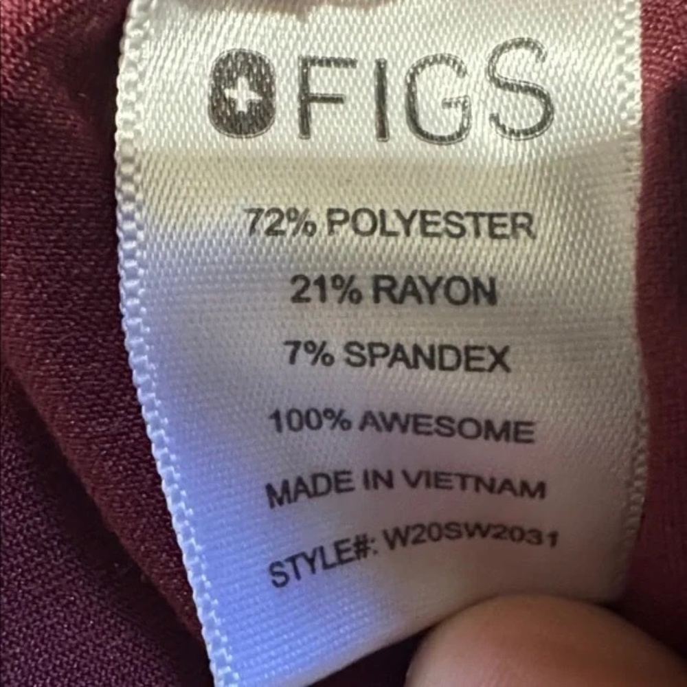 Figs Straight leg  Burgundy Pants - XS - Picture 2 of 5